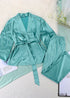 Pijama bohemio, conjunto de pijama de satén Clementine en azul y verde